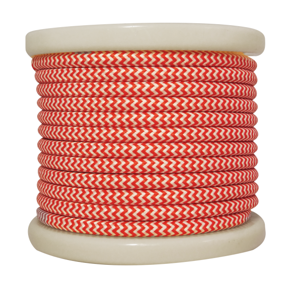 EL330029 |  Textile Cable 2x0.75mm²- ρολλό 10mt – Kόκκινο και Λευκό