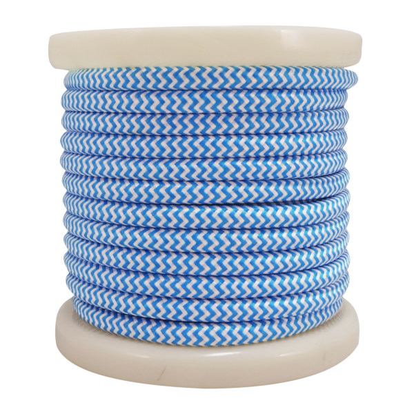 EL330032 | Textile Cable 2x0.75mm²- ρολό 10mt – Γαλάζιο & Λευκό διακριτικό