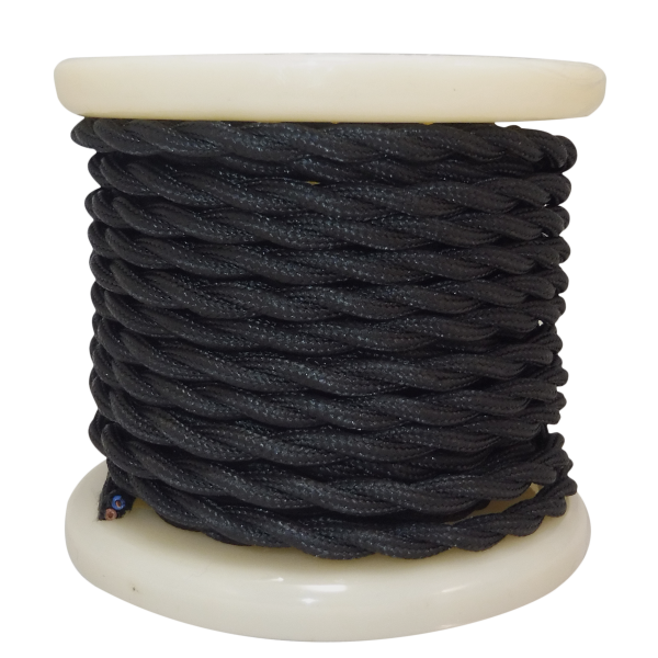 EL338006 | Textile Cable Τwist 2x0.75mm²- ρολλό 10mt – ΜΑΥΡΟ