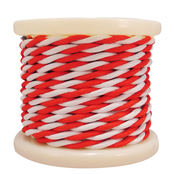 EL338028 | Textile Cable Τwist 2x0.75mm²- ρολλό 10mt  –  Κόκκινο & λευκό