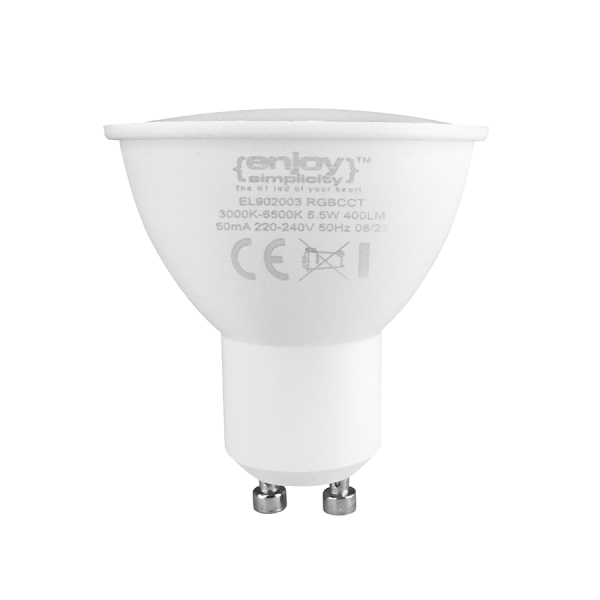 EL902003 | SMART Wi-Fi+BLE RGBW+CCT MR16 GU10 LED 5.5W(>50W)|3000-6500k|350lm|{enjoysimplicity}™