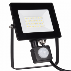 EL198824 | LED PIR 20W|4000k|1800lm FLOODLIGHT CAST ALUM.220-240V~IP65/IP54 GLASScover|BLACK|{enjoysimplicity}™