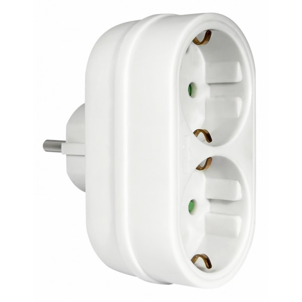 ELP33201 | ΑΝΤΑΠΤOΡΑΣ SCHUKO → 2Θ SCHUKO x16A max:3680W IP20 ΛΕΥΚΟ