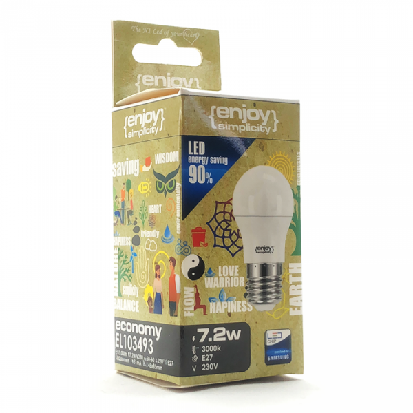 EL103496 | LED Ρ45|7.2W(>60W)Ε27|6500k|806lm|{enjoysimplicity}™