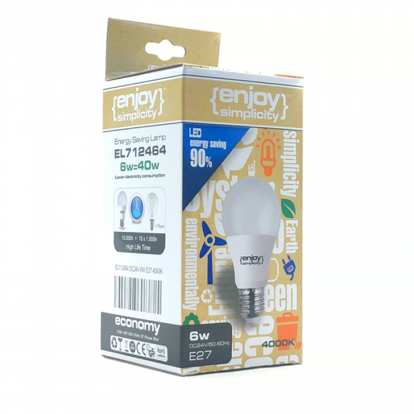 EL711264 | LED A60|DC12V|6W(>40W)Ε27|4000k|470lm|{enjoysimplicity}™