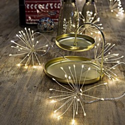 ΜΠΟΥΚΕΤΑΚΙΑ, 120 MINI LED, ΜΠΑΤΑΡΙΑΣ 3xAA, ΧΡΟΝΟΔΙΑΚΟΠΤΗ, ΑΣΗΜΙ ΧΑΛΚΙΝΟ ΚΑΛΩΔΙΟ, ΘΕΡΜΟ ΛΕΥΚΟ LED (6 ΜΠΟΥΚΕΤΑ ΑΝΑ 30cm x 20 LED), ΠΡΟΕΚΤΑΣΗ ΠΑΡΟΧΗΣ 50cm, IP44