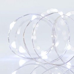 ΣΕΙΡΑ, 100 MINI LED, ΜΕΤΑΣΧΗΜΑΤΙΣΤΗ, ΣΤΑΘΕΡΟ, ΑΣΗΜΙ ΧΑΛΚΙΝΟ ΚΑΛΩΔΙΟ, ΛΕΥΚΟ LED ANA 10cm, ΠΡΟΕΚΤΑΣΗ ΠΑΡΟΧΗΣ 5m, ΙΡ44