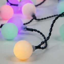 ΣΕΙΡΑ, 80 RGB LED 3mm, ΛΕΥΚΕΣ ΜΠΑΛΕΣ Φ2cm, 31V ΜΕΤΑΣΧΗΜΑΤΙΣΤΗ, 4 ΕΠΕΚΤΑΣΕΙΣ ΕΩΣ 3 ΣΕΤ, ΠΡΑΣΙΝΟ PVC ΚΑΛΩΔΙΟ, RGB LED ΑΝΑ 10cm, ΠΡΟΕΚΤΑΣΗ ΠΑΡΟΧΗΣ 3m, IP44