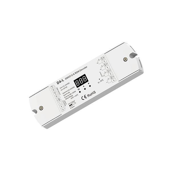 DMX512/RDM DECODER RGBW 5A*4CH 12-24VDC MAX20A D4-L DMX512/RDM DECODER RGBW 5A*4CH 12-24VDC MAX20A D4-L