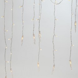 ΒΡΟΧΗ, 96 LED 5mm, 16 ΣΤΑΛΑΚΤΙΤΕΣ 9.5cm, 31V ΜΕΤΑΣΧΗΜΑΤΙΣΤΗΣ, 8 ΠΡΟΓΡΑΜΜΑΤΑ & ΜΝΗΜΗ, 4 ΕΠΕΚΤΑΣΕΙΣ ΕΩΣ 3 ΣΕΤ, ΔΙΑΦΑΝΟ PVC ΚΑΛΩΔΙΟ, ΘΕΡΜΟ ΛΕΥΚΟ LED (H80 x W300cm, 6/7/5), ΠΡΟΕΚΤΑΣΗ ΠΑΡΟΧΗΣ 3m, IP44