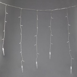 ΒΡΟΧΗ, 96 LED 5mm, 16 ΣΤΑΛΑΚΤΙΤΕΣ 9.5cm, 31V ΜΕΤΑΣΧΗΜΑΤΙΣΤΗΣ, 8 ΠΡΟΓΡΑΜΜΑΤΑ & ΜΝΗΜΗ, 4 ΕΠΕΚΤΑΣΕΙΣ ΕΩΣ 3 ΣΕΤ, ΔΙΑΦΑΝΟ PVC ΚΑΛΩΔΙΟ, ΛΕΥΚΟ LED (H80 x W300cm, 6/7/5), ΠΡΟΕΚΤΑΣΗ ΠΑΡΟΧΗΣ 3m, IP44