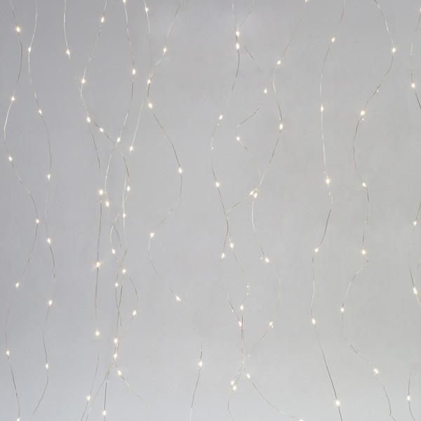 ΚΟΥΡΤΙΝΑ, 400 MINI LED, ΜΕΤΑΣΧΗΜΑΤΙΣΤΗ, ΑΣΗΜΙ ΧΑΛΚΙΝΟ ΚΑΛΩΔΙΟ, ΘΕΡΜΟ ΛΕΥΚΟ LED (H200 x W190cm, 16 LINES x 25 LED), ΠΡΟΕΚΤΑΣΗ ΠΑΡΟΧΗΣ 5m, IP44